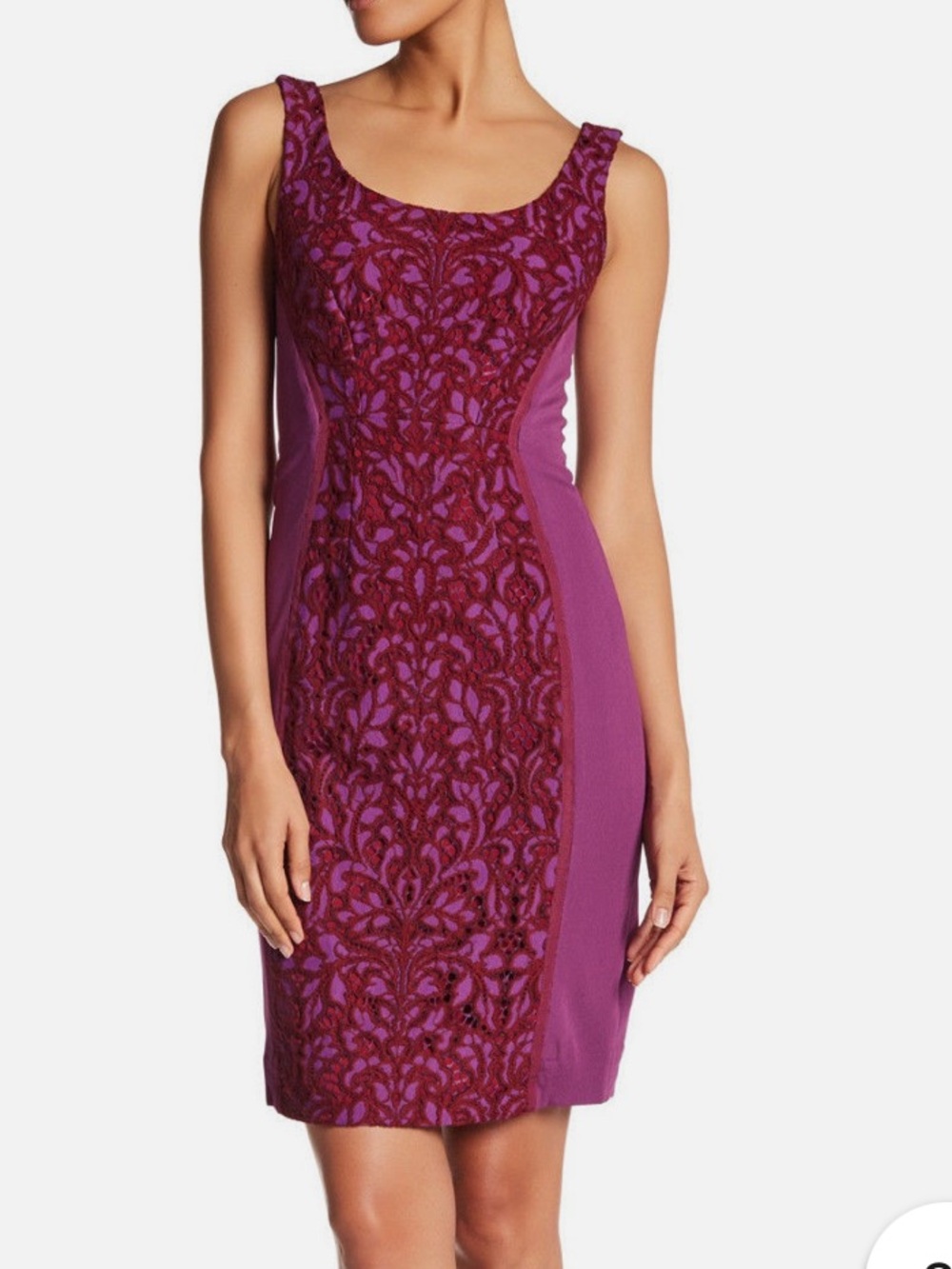 NWT Diane Von Furstenberg Geovana Purple Lace-Overlay Sheath Dress, Size 2